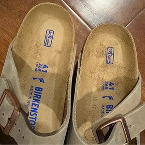 NWT Birkenstock Taupe Oiled Suede Sandals, EU 41, Narrow.